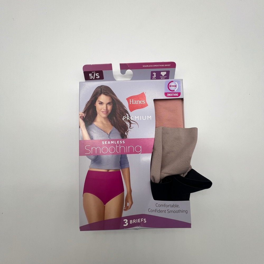 Hanes Premium Seamless Smoothing Briefs 3 Pack Size 5 S Multi Color SM40AS